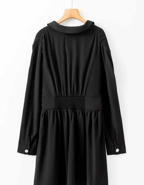 Load image into Gallery viewer, Ruched Button Up Long Sleeve Dress
