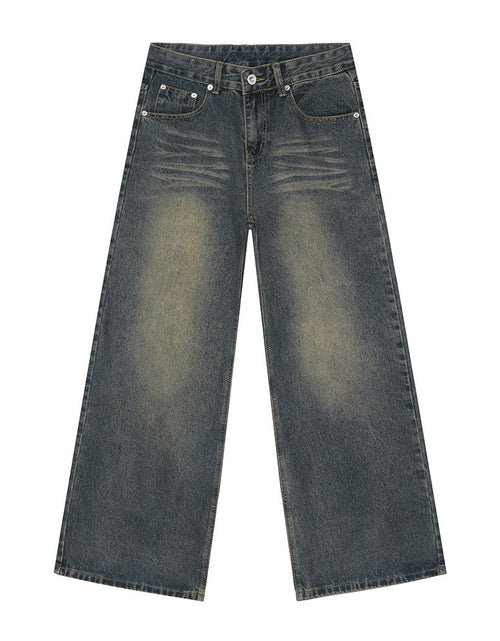 Load image into Gallery viewer, Washed Cat Whisker Straight Leg Jeans
