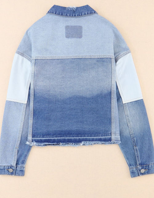 Load image into Gallery viewer, Distressed Button Up Drop Shoulder Denim Jacket
