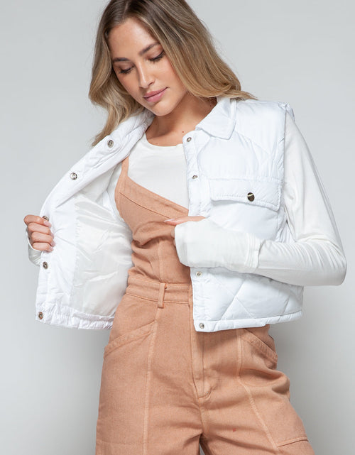 Load image into Gallery viewer, Snobbish Snap Down Quilted Crop Vest
