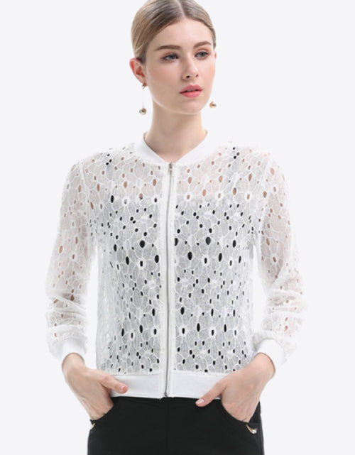 Load image into Gallery viewer, Openwork Zip Up Jacket
