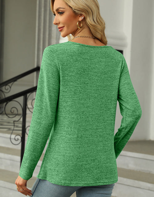 Load image into Gallery viewer, Slit Decorative Button Square Neck T-Shirt
