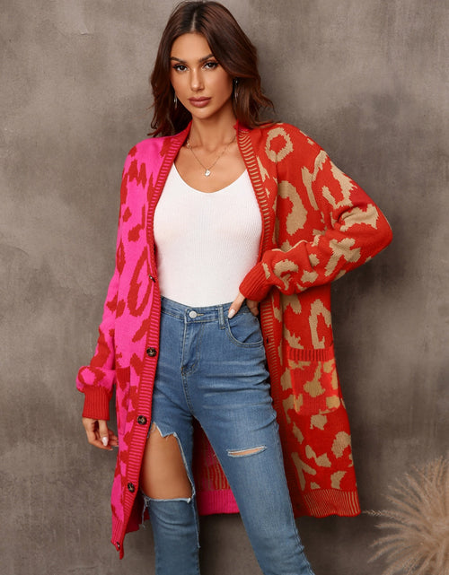 Load image into Gallery viewer, Angel Wings Leopard Button Down Longline Cardigan
