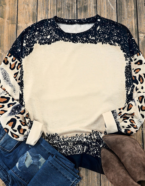 Load image into Gallery viewer, Leopard Round Neck Long Sleeve Sweatshirt

