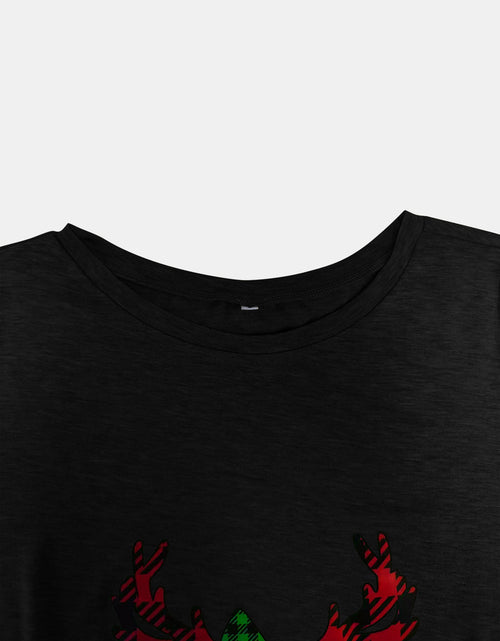 Load image into Gallery viewer, Full Size Reindeer Round Neck Long Sleeve T-Shirt
