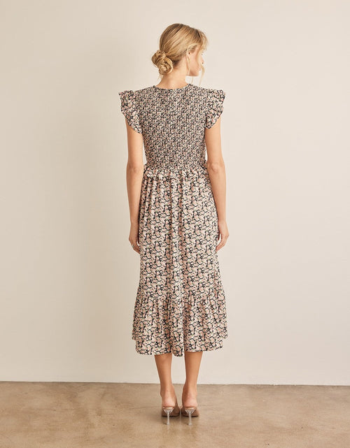 Load image into Gallery viewer, In February Floral Smocked Ruffled Midi Dress
