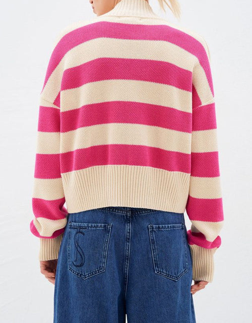 Load image into Gallery viewer, Striped Button Down Drop Shoulder Cardigan

