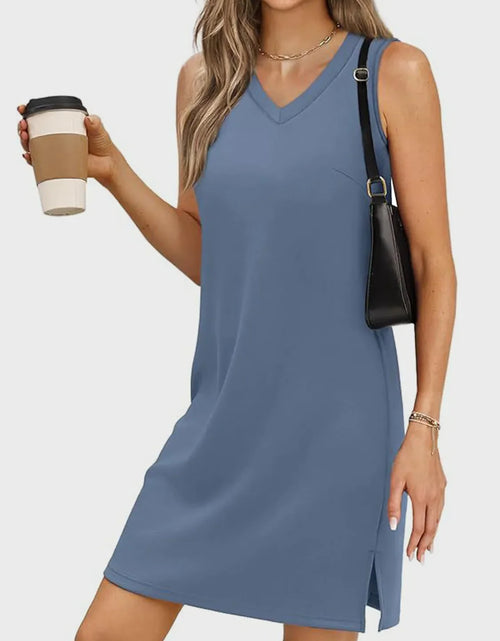 Load image into Gallery viewer, Slit V-Neck Sleeveless Mini Dress
