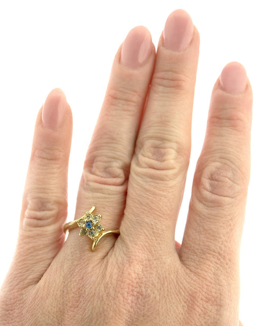Load image into Gallery viewer, Vintage 1970's Amethyst Crystal and Genuine Pinfire Opal Ring 18kt Yellow Gold Electroplated Ring by PVD Vintage Jewelry
