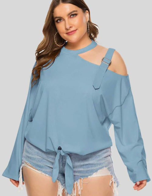 Load image into Gallery viewer, Plus Size Cold-Shoulder Tied Top
