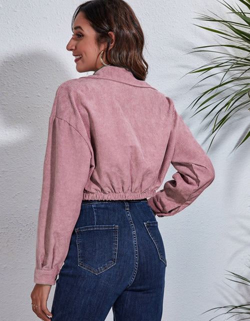 Load image into Gallery viewer, Collared Neck Dropped Shoulder Buttoned Jacket
