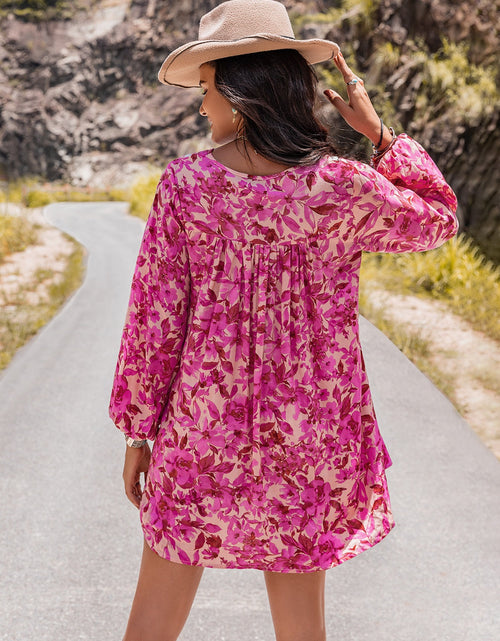 Load image into Gallery viewer, Long Sleeve V-Neck Mini Dress
