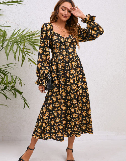 Load image into Gallery viewer, Flounce Sleeve Slit Midi Dress
