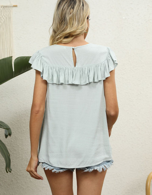 Load image into Gallery viewer, Spliced Lace Ruffled Blouse

