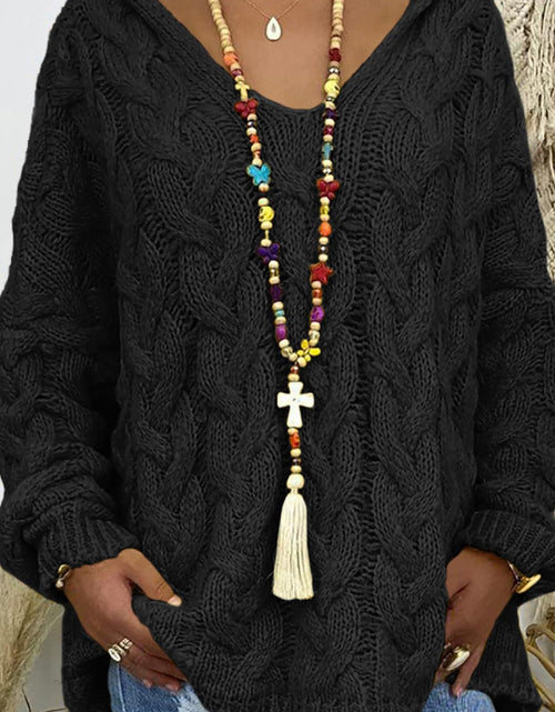 Load image into Gallery viewer, Cable-Knit Hooded Sweater
