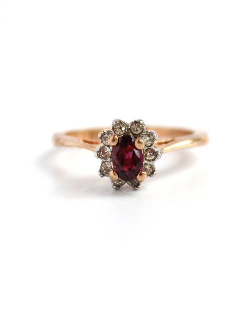 Load image into Gallery viewer, Vintage Genuine Opal or Austrian Crystal Ring 18k Yellow Gold Electroplated by PVD Vintage Jewelry
