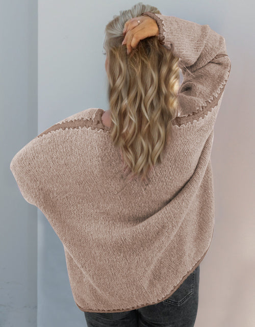 Load image into Gallery viewer, Double Take Contrast Open Front Dropped Shoulder Cardigan
