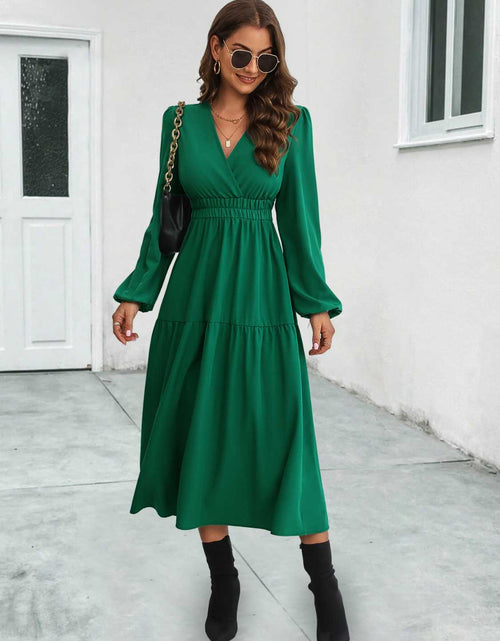 Load image into Gallery viewer, Surplice Neck Long Sleeve Midi Dress
