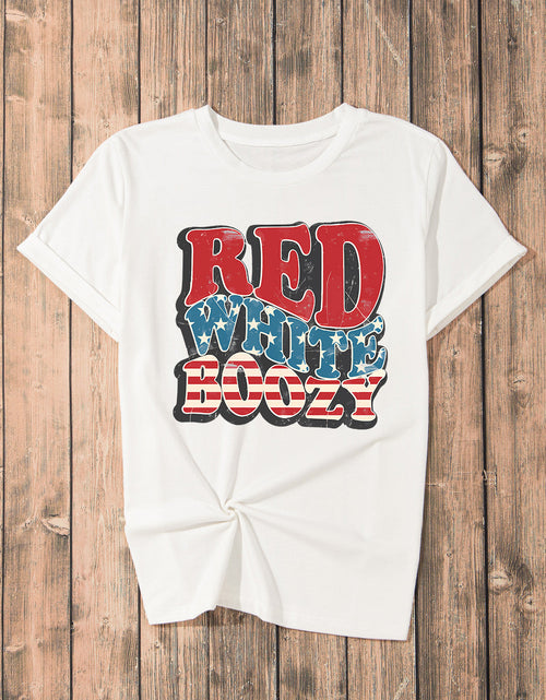 Load image into Gallery viewer, Letter Graphic Round Neck Short Sleeve T-Shirt
