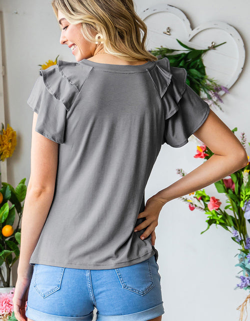 Load image into Gallery viewer, Layered Flutter Sleeve Round Neck Top
