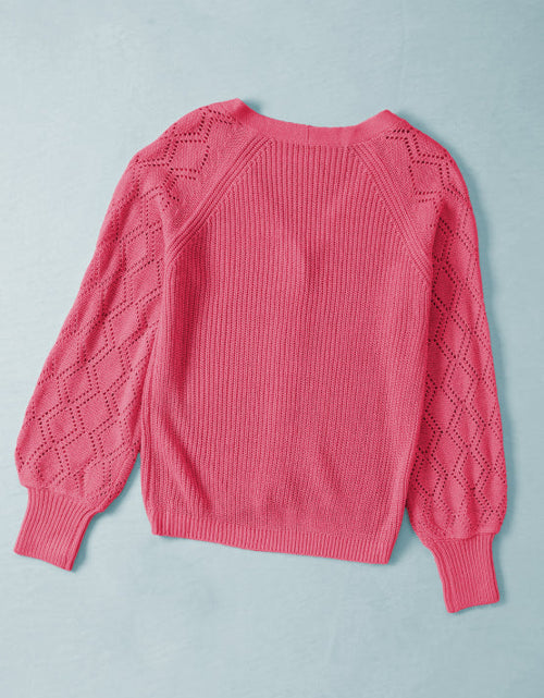 Load image into Gallery viewer, Openwork V-Neck Button Up Cardigan
