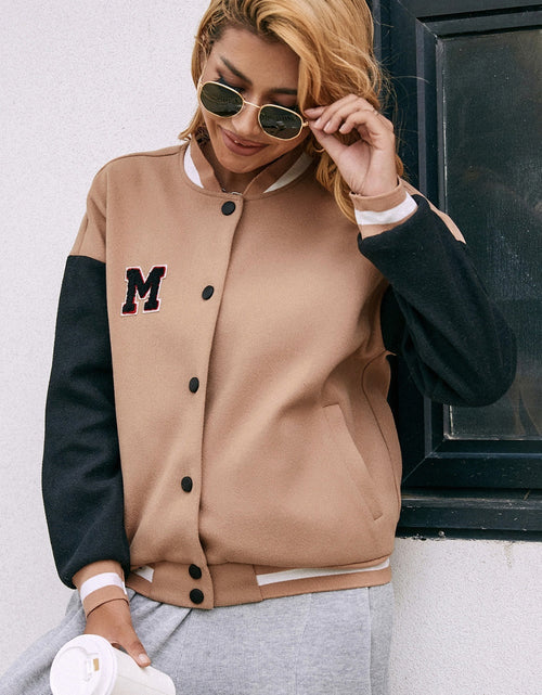 Load image into Gallery viewer, Ivy Lane Contrast Baseball Collar Snap Down Jacket
