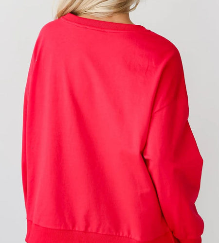 Letter Round Neck Long Sleeve Sweatshirt