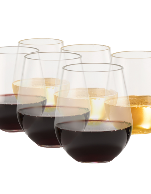 Load image into Gallery viewer, European Style Unbreakable Elegant Acrylic Stemless Wine Glasses 15 oz | Set of 6 | 100% Tritan Shatterproof BPA-free Reusable Plastic Glassware, Perfect For Homes &amp; Bars | Dishwasher-Safe, Clear by The Wine Savant
