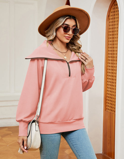 Load image into Gallery viewer, Half-Zip Collared Sweatshirt
