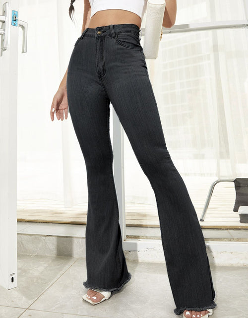 Load image into Gallery viewer, Raw Hem High Waist Flare Jeans
