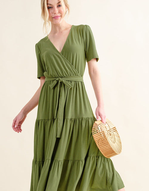 Load image into Gallery viewer, And The Why Soft Short Sleeve Tiered Midi Dress
