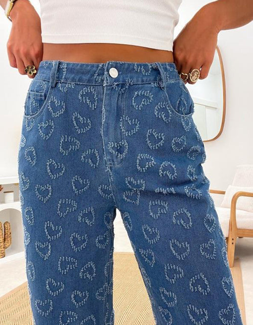 Load image into Gallery viewer, Heart Washed straight Leg Jeans
