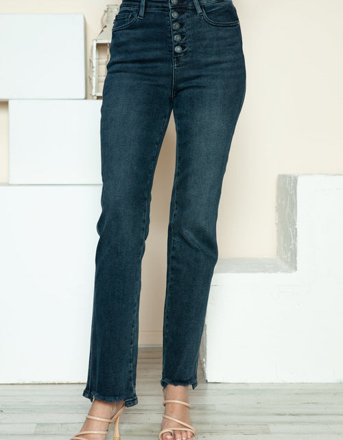 Load image into Gallery viewer, Judy Blue Full Size Button Fly Hem Destroy Straight Jeans
