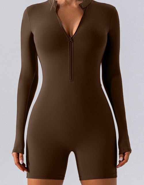 Load image into Gallery viewer, Half Zip Long Sleeve Active Romper

