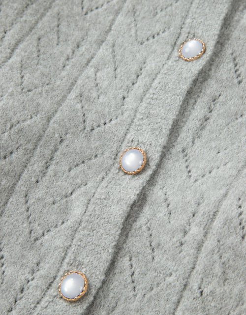 Load image into Gallery viewer, Openwork Button Down Long Sleeve Cardigan
