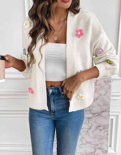 Load image into Gallery viewer, Floral Long Sleeve Open Front Cardigan
