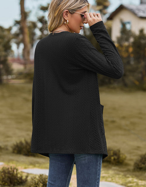 Load image into Gallery viewer, Cable-Knit Long Sleeve Cardigan with Pocket
