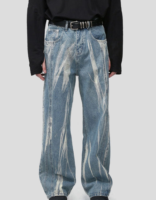 Load image into Gallery viewer, Paint Wide Leg Men's Jeans with Pockets
