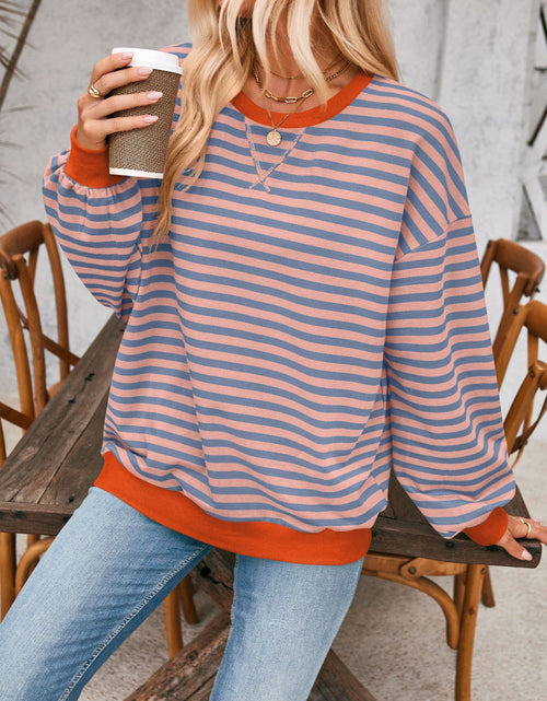 Load image into Gallery viewer, Lovelet Contrast Striped Long Sleeve Sweatshirt
