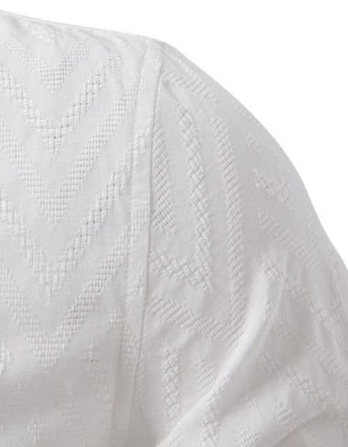 Load image into Gallery viewer, Men's Half Button Geometric Texture Collared Neck Shirt
