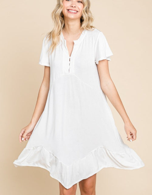 Load image into Gallery viewer, Culture Code Full Size Short Sleeve Ruffled Asymmetric Hem Dress
