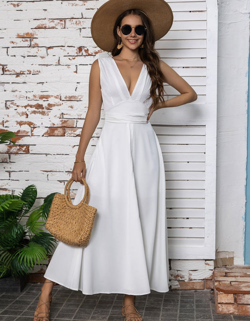 Load image into Gallery viewer, Full Size Slit V-Neck Sleeveless Midi Dress
