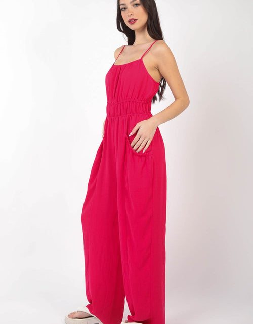 Load image into Gallery viewer, VERY J Pintuck Detail Woven Sleeveless Jumpsuit
