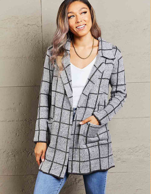 Load image into Gallery viewer, Printed Open Front Lapel Collar Cardigan with Pockets
