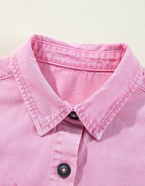 Load image into Gallery viewer, Button Down Short Sleeve Denim Dress
