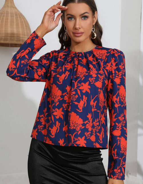 Load image into Gallery viewer, Floral Long Puff Sleeve Blouse
