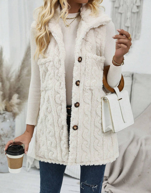 Load image into Gallery viewer, Fuzzy Button Up Vest Coat
