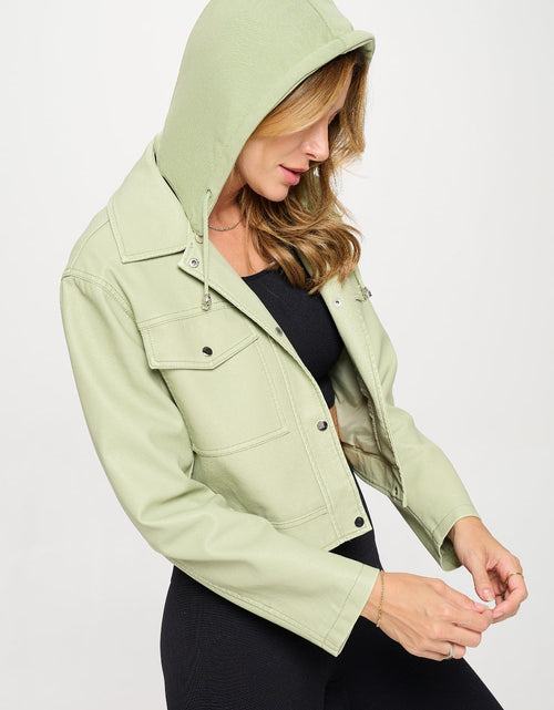 Load image into Gallery viewer, Coalition LA Snap Down Cropped Hooded Jacket
