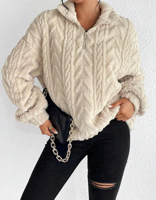 Load image into Gallery viewer, Fuzzy Quarter Zip Long Sleeve Sweatshirt
