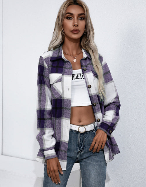 Load image into Gallery viewer, Ivy Lane Plaid Button Up Flannel Shirt
